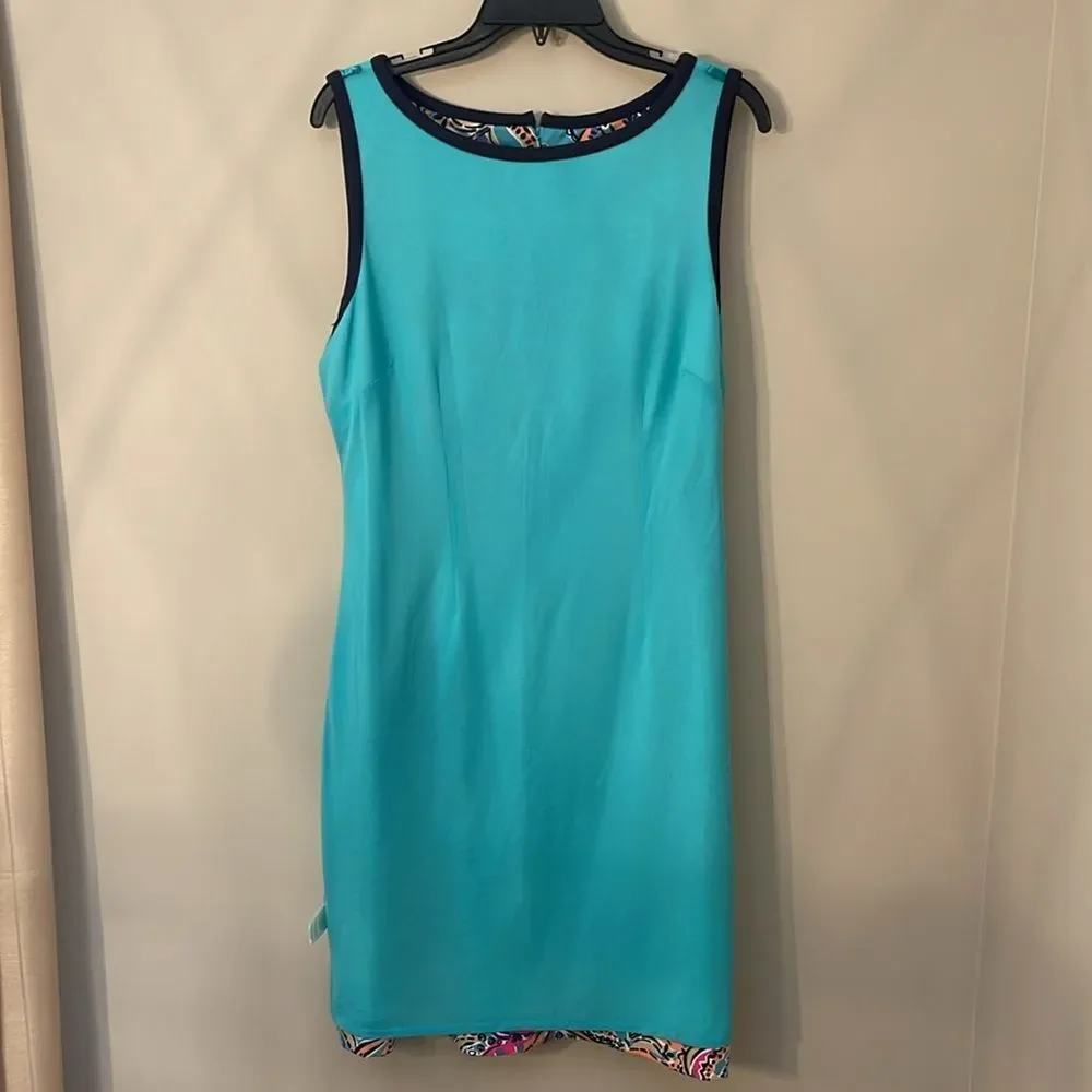LILLY PULITZER Francesca Aqua Bait & Switch Sleeveless Sheath Dress Size XL